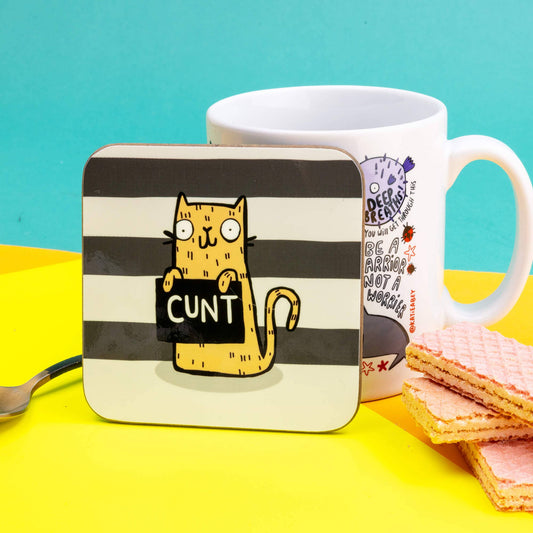 Very Naughty Sweary Cat Cunt Coaster