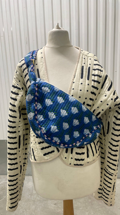 Blue Cotton Kantha Quilted Shoulder Bag