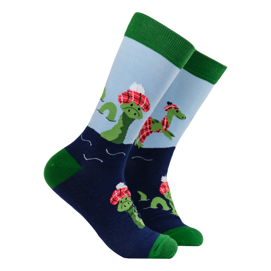 Loch Ness Monster Tartan Hat Socks Large
