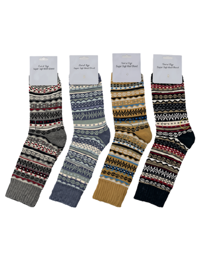 Nordic Super Soft Wool Blend Knitted Socks Assorted