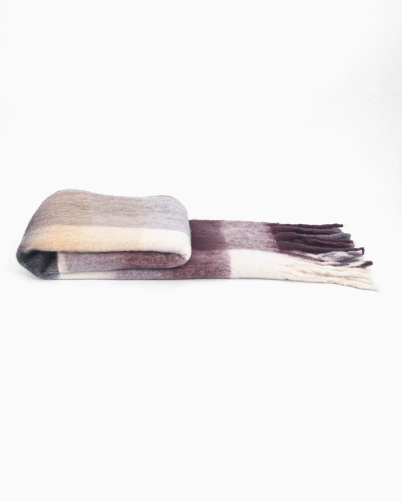 Allie Checked Blanket Scarf Brown