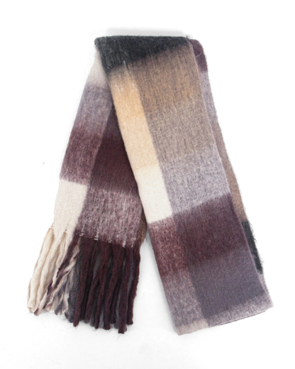 Allie Checked Blanket Scarf Brown