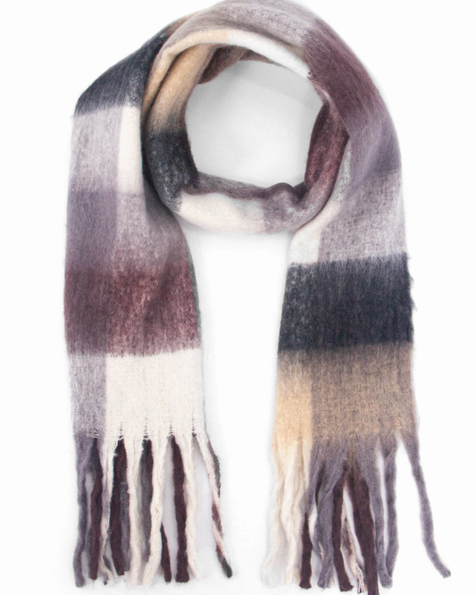 Allie Checked Blanket Scarf Brown