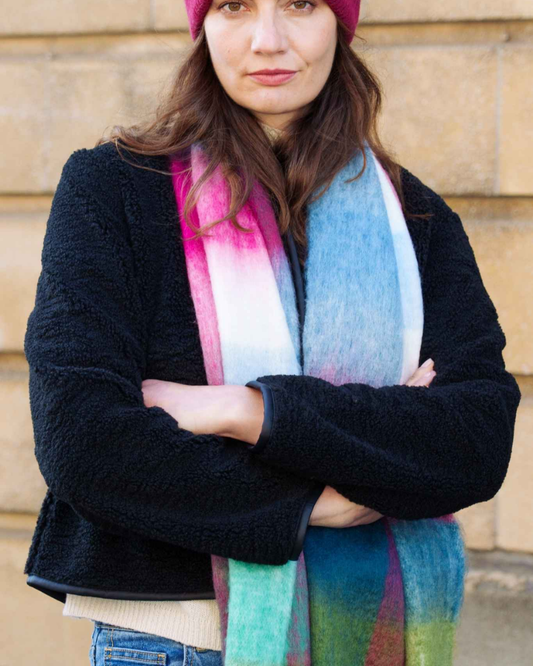 Allie Checked Blanket Scarf Teal