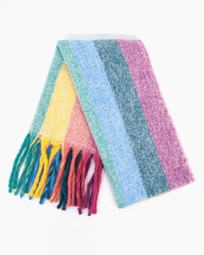 Eliza Rainbow Vertical Stripe Blanket Scarf