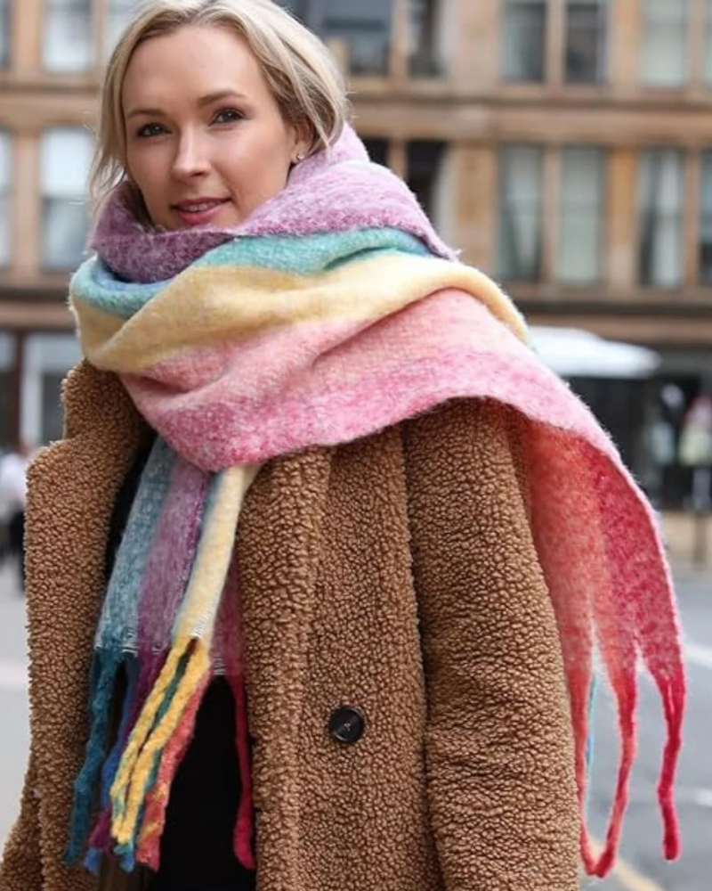 Eliza Rainbow Vertical Stripe Blanket Scarf