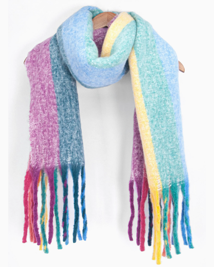 Eliza Rainbow Vertical Stripe Blanket Scarf