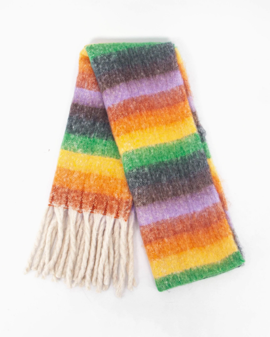 Eliza Rainbow Horizontal Stripe Blanket Scarf