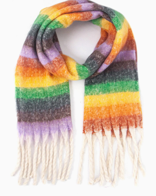 Eliza Rainbow Horizontal Stripe Blanket Scarf