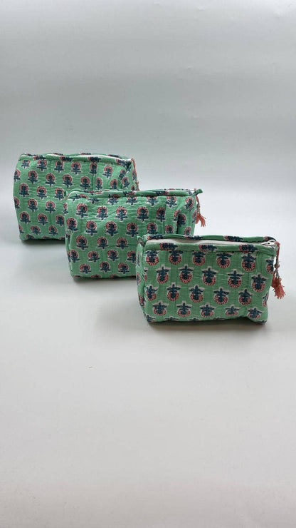 Quilted Kantha Wash Bag In Assorted Sizes