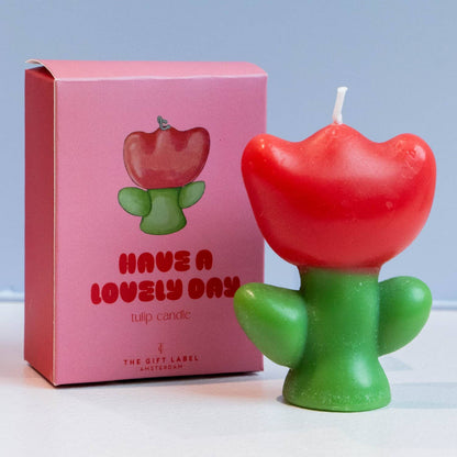 Have A Lovely Day Red Tulip Candle