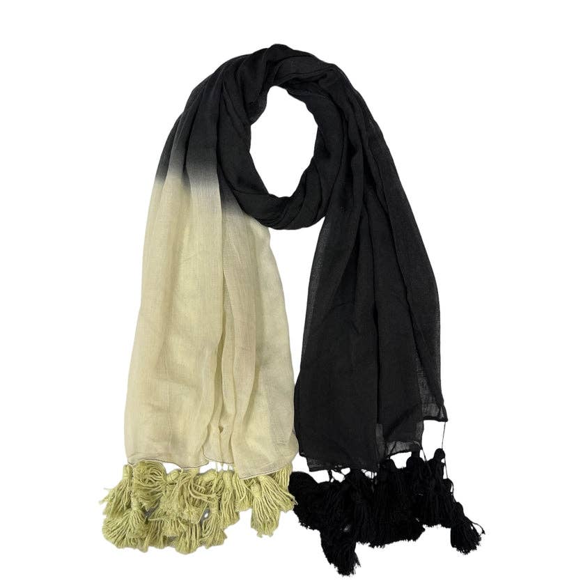 Black Ombre Tassel Scarf