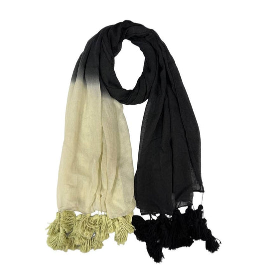 Black Ombre Tassel Scarf