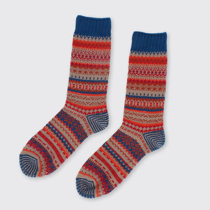 Men's Fair Isle Socks in Red
