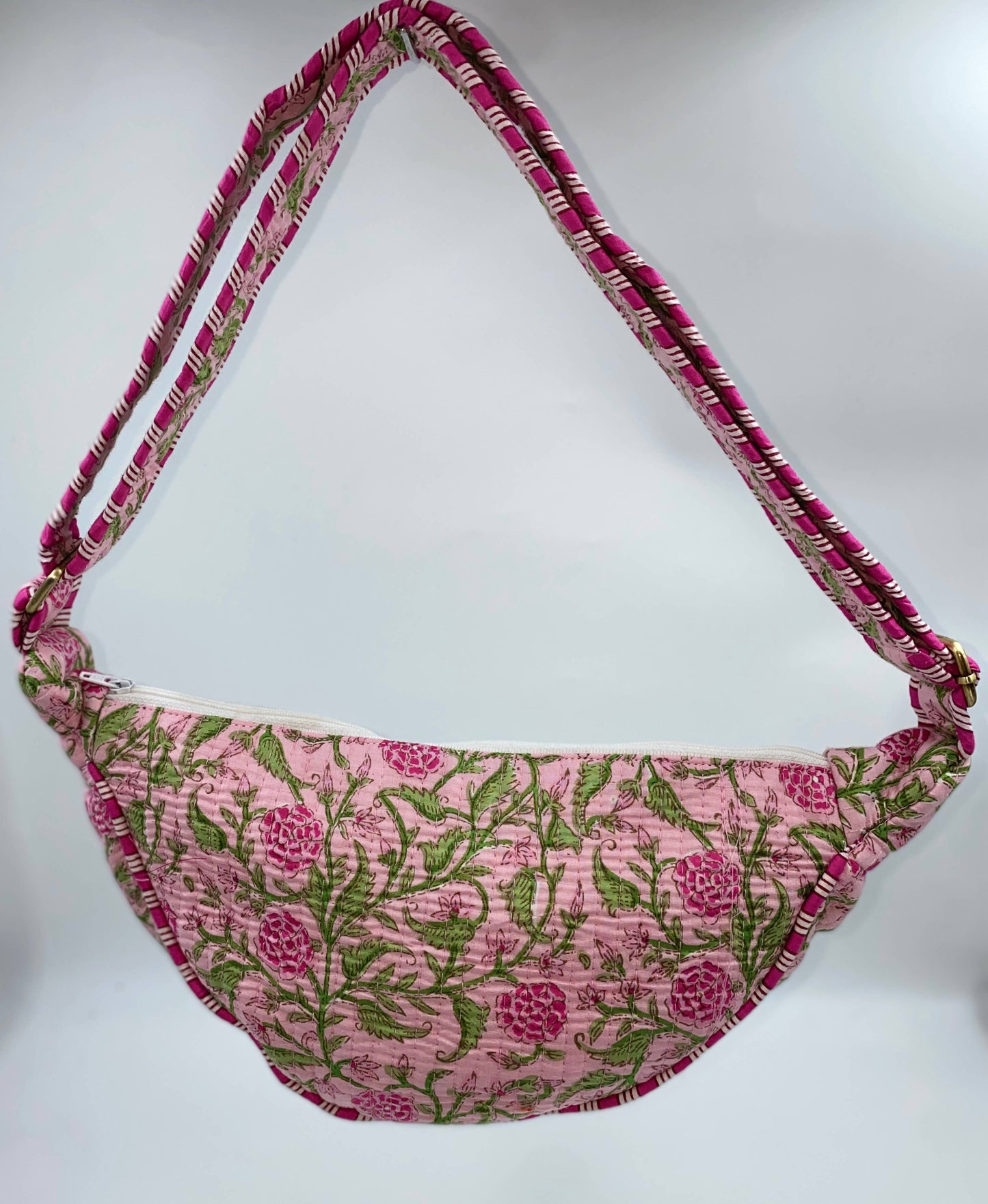 Pink Cotton Kantha Quilted Cross Body Bag