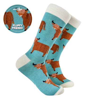 Fluffy Wee Hairy Coo Highland Cow Unisex Socks
