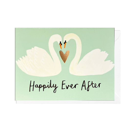 Happily Ever After Swans Wedding Greeting Card
