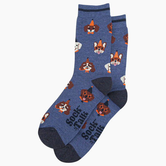 Men's Bamboo Socks - Denim Blue, Party Dogs: UK 7-11 | EU 40.5 -46 | US 8-12