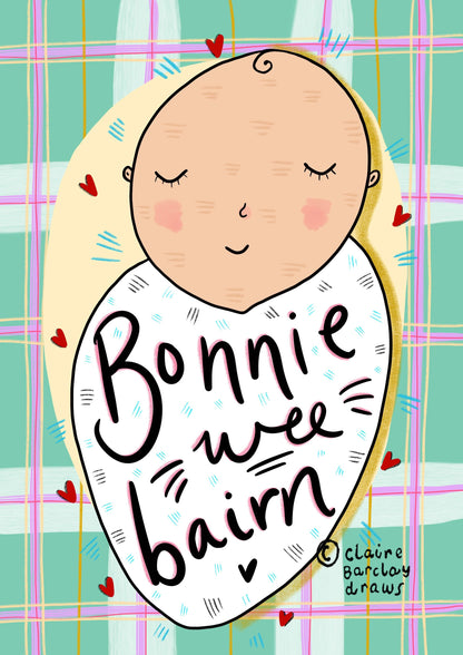 Bonnie Wee Bairn Scottish Newborn Card