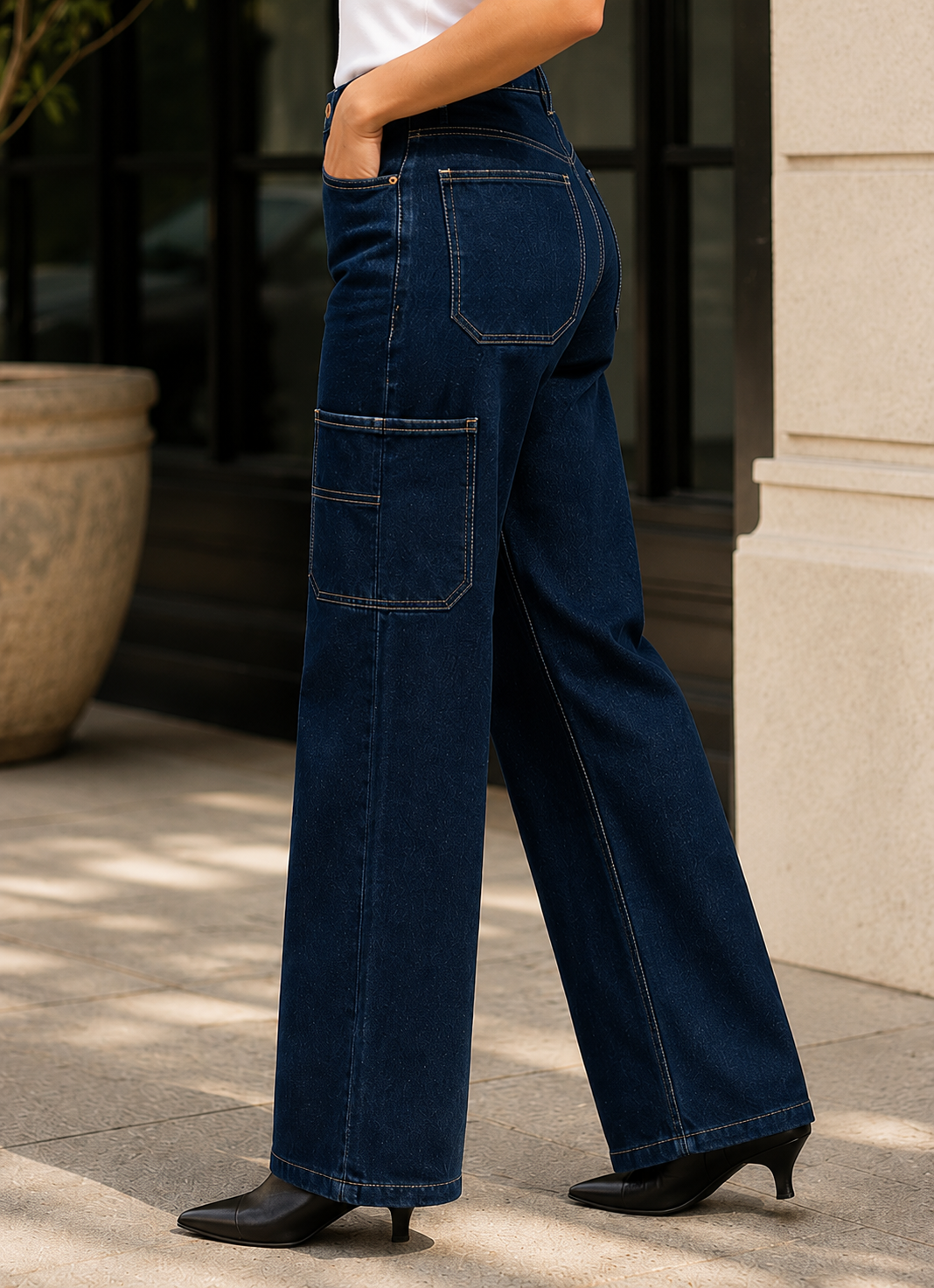 Voggo Dark Wash Carpenter Wide Leg Jeans
