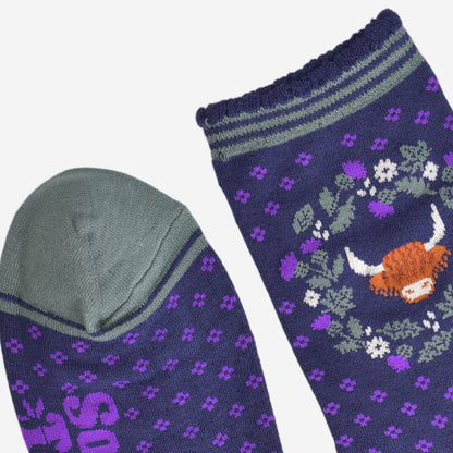 Highland Cow With Wreath Unisex Socks