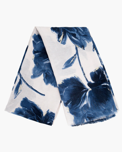 Eleanor Floral Scarf In Blue