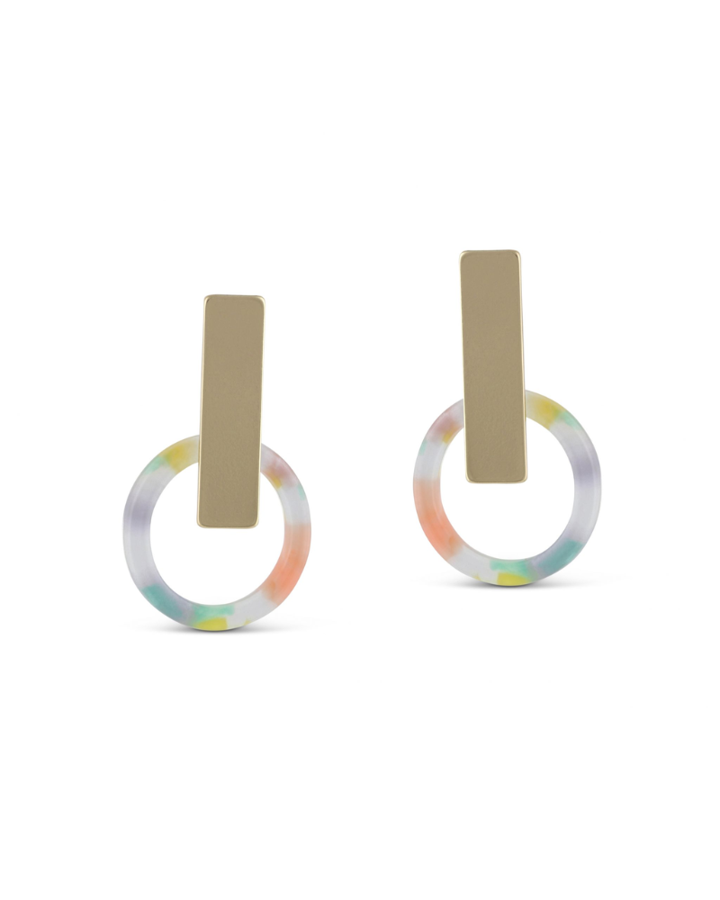 Eva Circle Resin Gold Drop Earrings