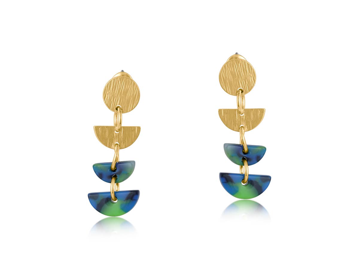 Camille Metal And Resin Geo Stud Earrings