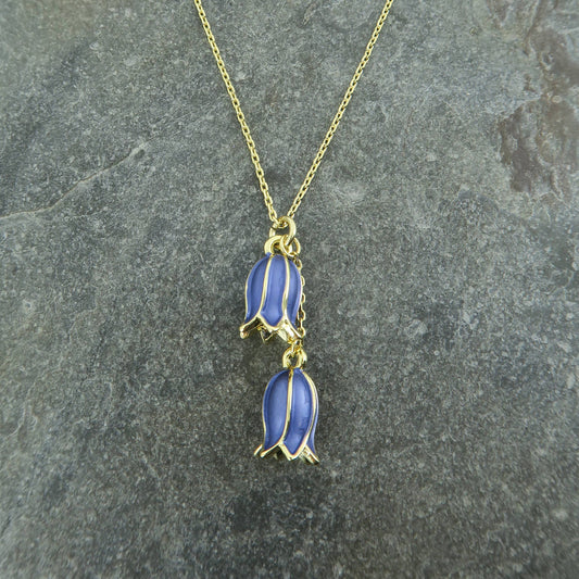 Bluebell Flower Pendant Necklace Gold