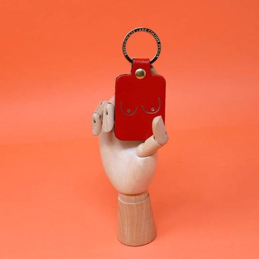 Boob Leather Key Fob: Red
