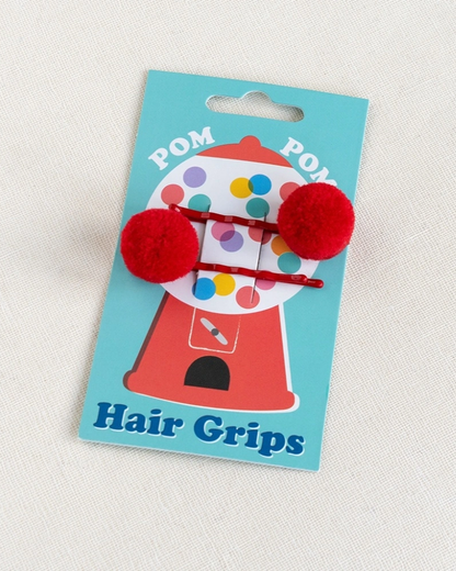 Pom Pom Hair Grips Set of 2