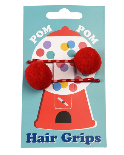 Pom Pom Hair Grips Set of 2