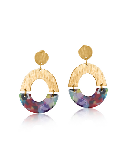 Sophia Half Disc Resin Gold Earrings