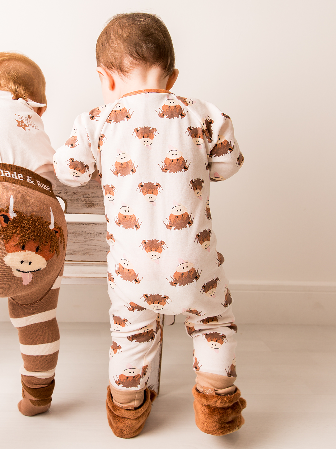 Neutral Hamish Highland Cow Zip-Up Romper 3-6 Months