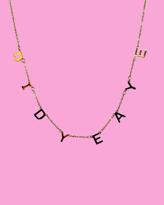Did Ye Aye Letter Necklace Brass