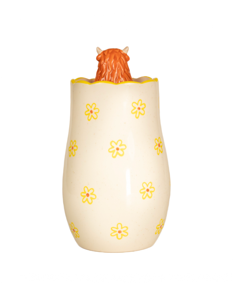 Peeking Highland Cow Vase