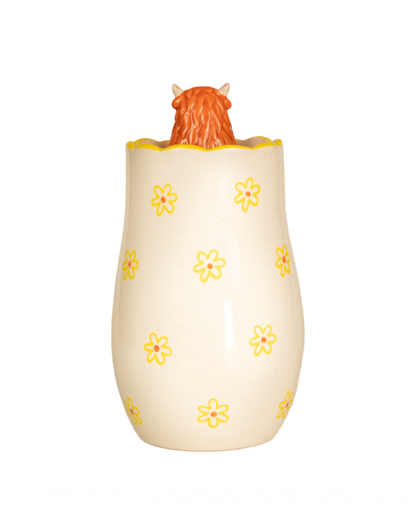 Peeking Highland Cow Vase