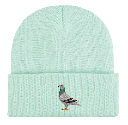 Pigeon Embroidered Beanie Hat Mint