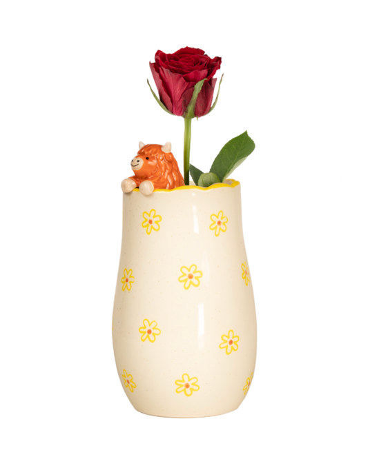 Peeking Highland Cow Vase