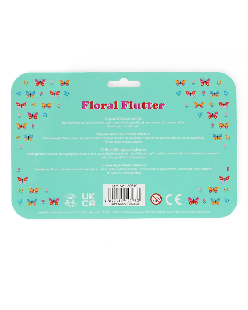 Floral Flutter Stick on Earrings Set of 30