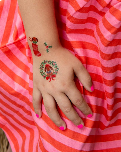 Festive Sausage Dog Temporary Tattoos