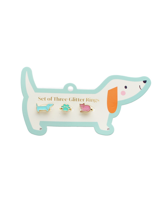 Dog & Cat Glitter Rings (Set of 3)