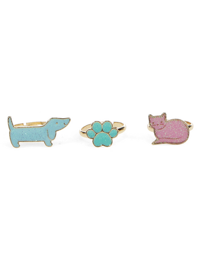 Dog & Cat Glitter Rings (Set of 3)