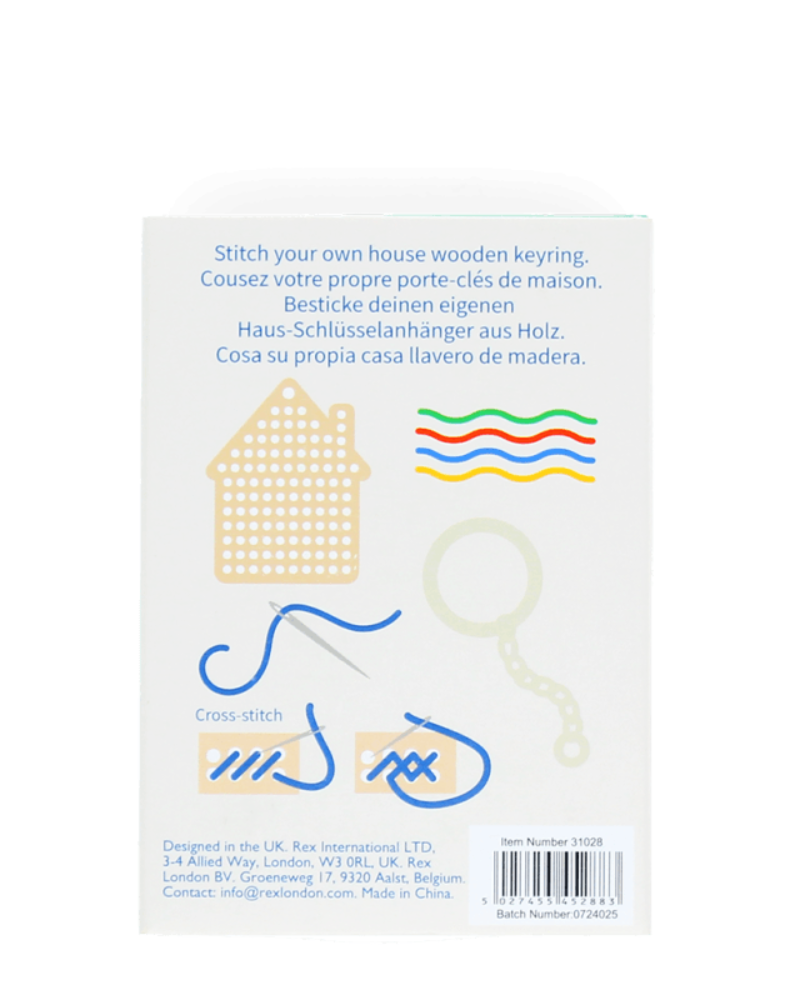 Stitch Your Own Wooden House Keyring