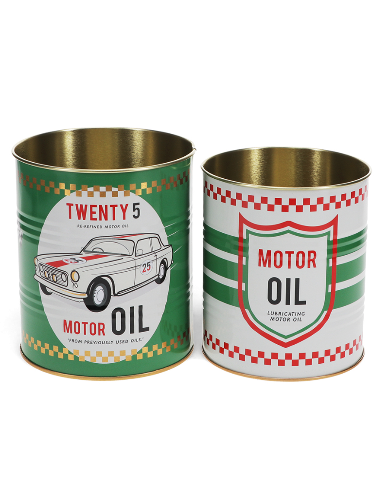 Motor Oil Storage Tins Set Of 2