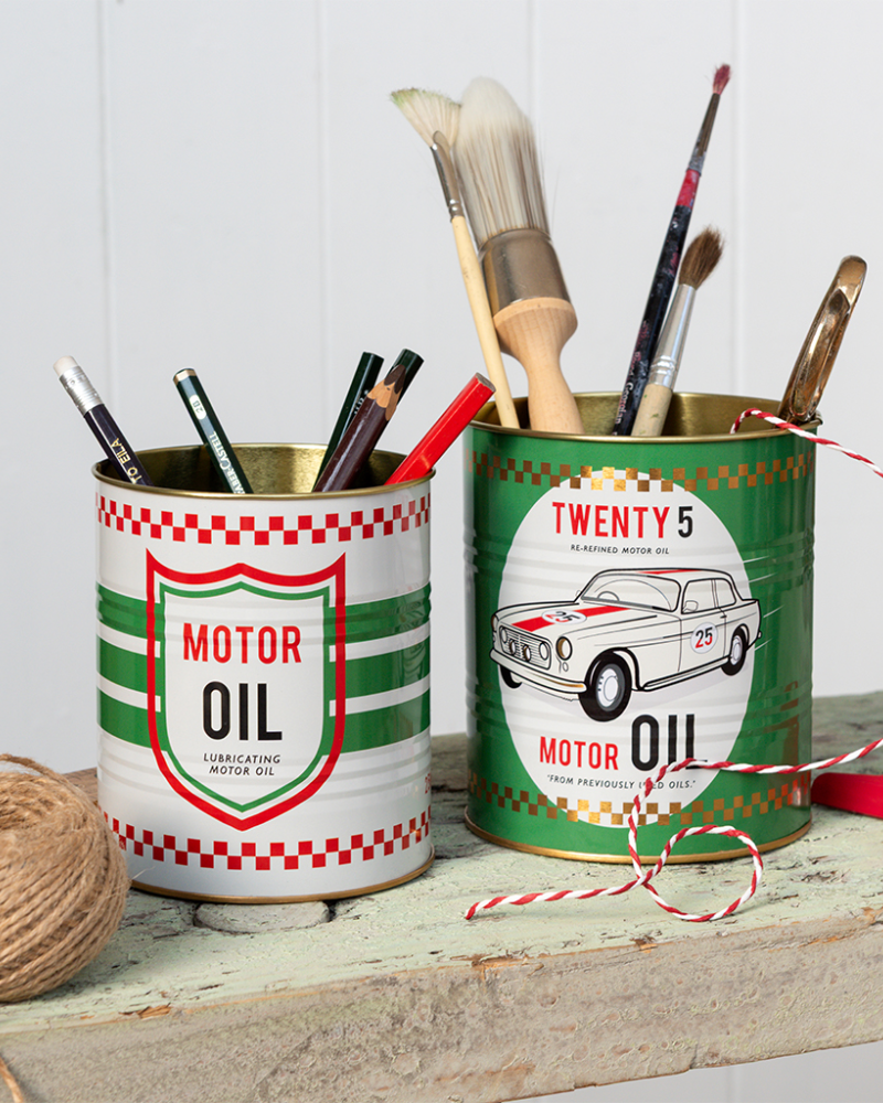 Motor Oil Storage Tins Set Of 2