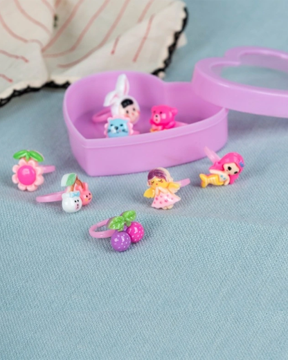 Childrens' Rings in Heart Shaped Box (Set of 8)
