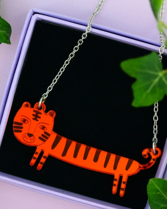 Tiger Sausage Necklace In Orange