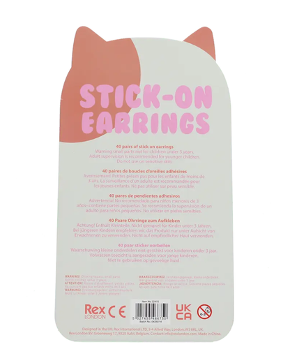 Cool Cats Stick on Earrings (40 Pairs)