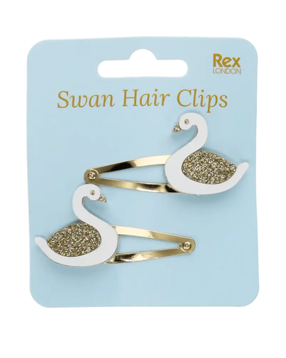 Glitter Swan Hair Clips Set of 2